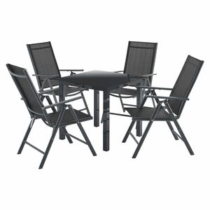 Juskys Aluminium Gartengarnitur Milano Gartenmöbel Set mit Tisch und 4 Stühlen Dunkel-Grau