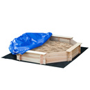 Bild 1 von Outsunny Sandkasten mit Abdeckung 8-eckig Sandkiste aus Massivholz Bodenloses Design für Kinder 3-8 Jahre Natur+Blau 139,5 x 139,5 x 21,5 cm