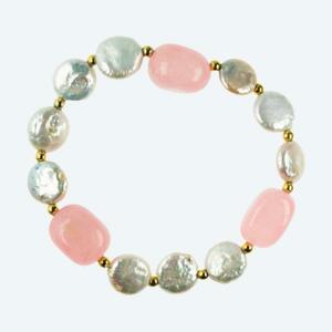 Armband Rosenquarz+Perlen