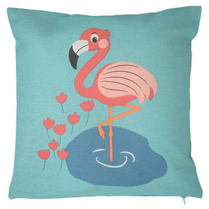 Kissenhülle mit Flamingo-Motiv