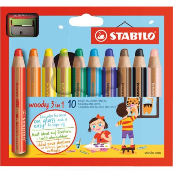 Bild 1 von STABILO® Woody 3 in 1 Multitalentstifte, 10 Farben inkl. Spitzer