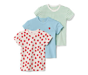 3 Kleinkinder-T-Shirts, rosa, grün-weiß und hellblau