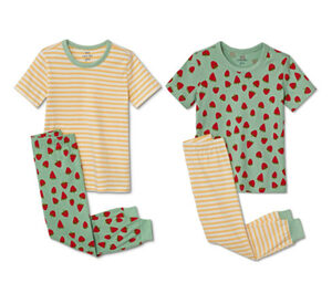 2 Kinder-Pyjamas, Erdbeer-Alloverprint