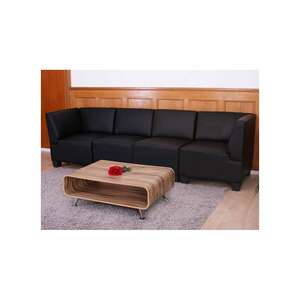 Modular 4-Sitzer Sofa Couch Moncalieri, hohe Armlehnen ~ schwarz, hohe Armlehnen