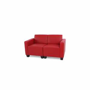 Modular 2-Sitzer Sofa Couch Moncalieri, Kunstleder ~ rot