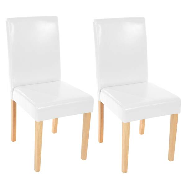 Bild 1 von 2er-Set Esszimmerstuhl Stuhl Küchenstuhl Littau ~ Leder, weiß, helle Beine