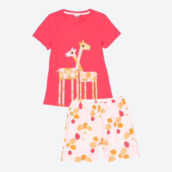 Bild 1 von Mädchen-Shorty mit Giraffen-Frontaufdruck, 2-teilig