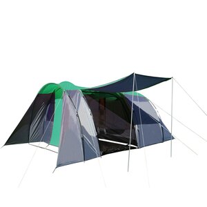 Campingzelt MCW-A99, 6-Mann Zelt Kuppelzelt Festival-Zelt, 6 Personen ~ grün/grau