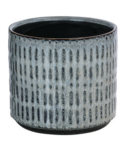 Dehner Keramik-Übertopf Flynn, rund, grau, ca. Ø14 cm