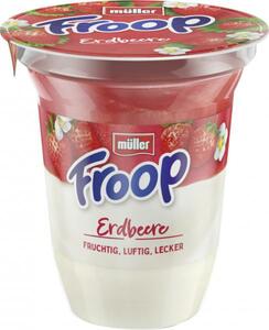 Müller Froop Extra feine Erdbeere auf Joghurt