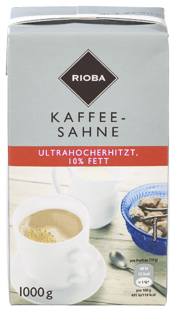 Bild 1 von Rioba Kaffeesahne 10 % Fett (1 l)