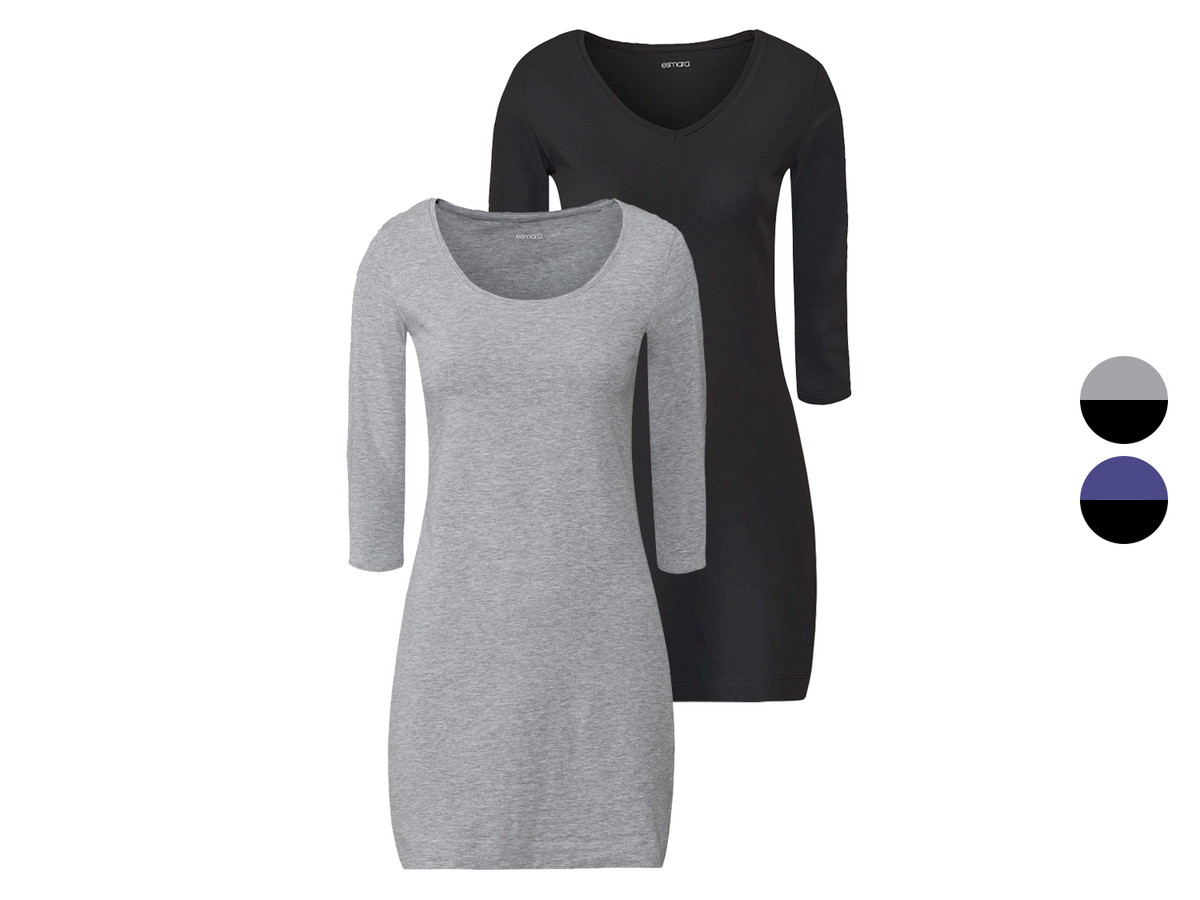 Bild 1 von esmara® Damen Longshirts, 3/4-Armlänge, 2er Set
