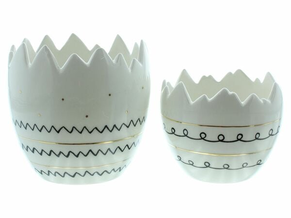Bild 1 von HomeLiving Pflanzer "Style", 2er Set Blumentopf Eierschale Porzellan Topf gemustert, Ostern