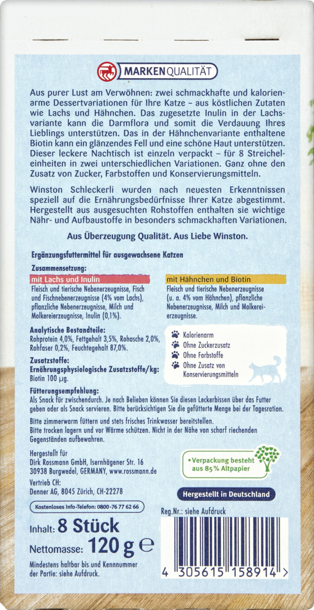 Bild 2 von Winston 2x4 Schleckerli mit Lachs & Inulin, mit Hähnche 0.79 EUR/100 g