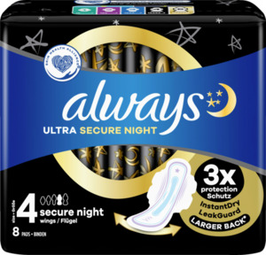 Always Ultra Damenbinden Secure Night mit Flügeln