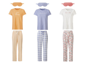 esmara® Damen Pyjama-Set, 3-teilig, mit Schlafmaske