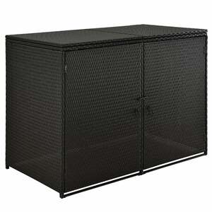 Juskys Mülltonnenbox Mol – Poly-Rattan Aufbewahrungsbox für 2 Tonnen - verschließbar - schwarz
