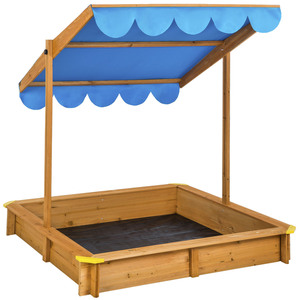 Sandkasten Emilia mit verstellbarem Dach 120x120x120cm - blau