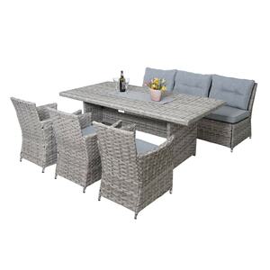 Poly-Rattan Sitzgruppe MCW-G59, Gartengarnitur Sofa Lounge-Set, 200x100cm ~ grau, Kissen hellgrau