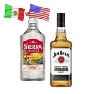 Jim Beam Bourbon Whiskey, Sierra Tequilla oder Southern Comfort