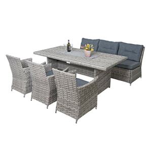 Poly-Rattan Sitzgruppe MCW-G59, Gartengarnitur Sofa Lounge-Set, 200x100cm ~ grau, Kissen dunkelgrau