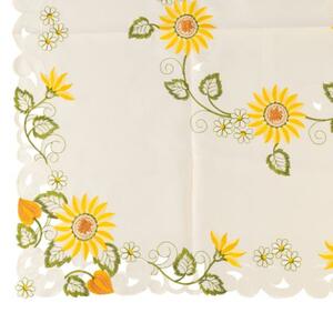 Mitteldecke Sonnenblumenbordüre gelb-weiß 85x85cm