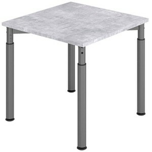 HAMMERBACHER YS08 höhenverstellbarer Schreibtisch beton quadratisch, 4-Fuß-Gestell grau 80,0 x 80,0 cm