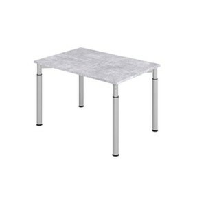 HAMMERBACHER YS12 höhenverstellbarer Schreibtisch beton rechteckig, 4-Fuß-Gestell silber 120,0 x 80,0 cm