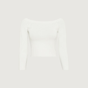 Off-Shoulder-Pullover aus kompaktem Viskose-Feinstrick