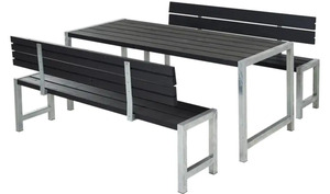 Plus Planken-Garnitur 3-teilig mit 2 Rückenlehnen, schwarz