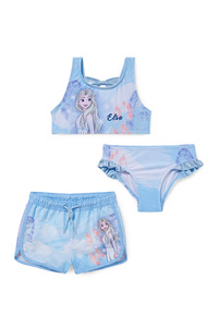 C&A Die Eiskönigin-Set-Bikini und Badeshorts-3 teilig, Blau, Größe: 98-104