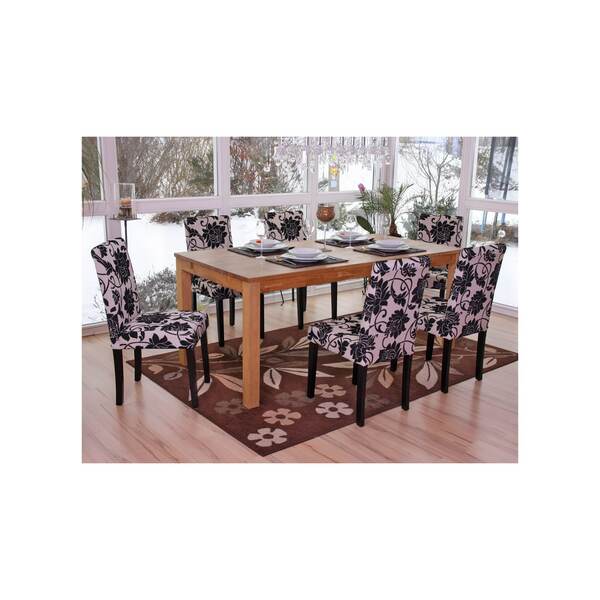 Bild 1 von 6er-Set Esszimmerstuhl Stuhl Küchenstuhl Littau ~ Textil, jacquard, dunkle Beine