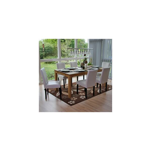 Bild 1 von 6er-Set Esszimmerstuhl Stuhl Küchenstuhl Littau, Leder ~ weiß, dunkle Beine