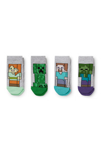 C&A Multipack 4er-Minecraft-Sneakersocken, Grau, Größe: 31-33