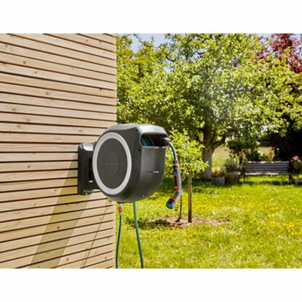 Gardena WandSchlauchbox XL 35 m mit Comfort Reinigungsspritze ecoPulse