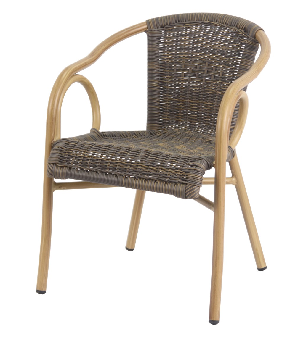 Bild 1 von METRO Professional Sessel BAMBUS OPTIK PE Rattan / Aluminium, 56 x 65 x 75 cm , braun