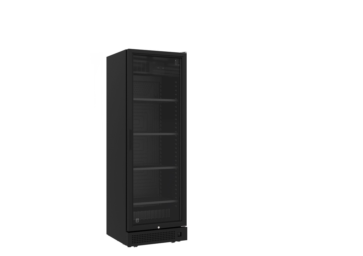 Bild 1 von METRO Professional Getränkekühlschrank GSC5360B, Stahl/Glas, 59.5 x 62.4 x 180.3 cm, 362 L, Lüfterkühlung, 270 W, mit Schloß und 4 Rollen, schwarz