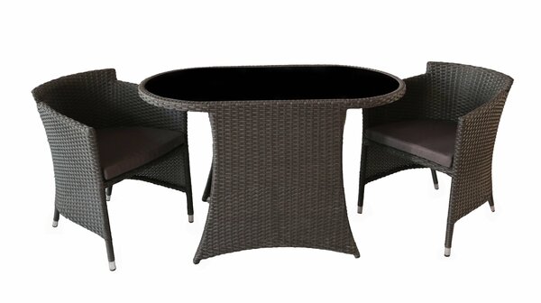 Bild 1 von Gartenmöbel 3 tlg Tisch und 2 Sessel in schwarz - PALM