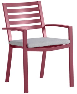METRO Professional Stuhl mit Polyesterkissen, Aluminium, 57 x 61 x 85 cm, mit Armlehnen, stapelbar, rot