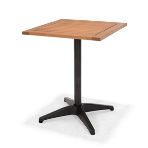 METRO Professional Gastro - Tisch, Lynx,  quadratisch, Aluminium / Eukalyptus, 60 x 60 x 76 cm, für bis zu 2 Personen, braun / schwarz