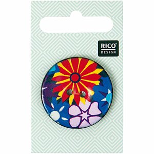 Rico Design Knopf mit Blüten abstrakt 3,4cm