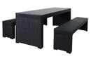 Bild 1 von METRO Professional Rattan-Bierbankgarnitur Set, 3 Stück, Aluminium / PE-Rattan, 68 x 189 x 73 cm, 6 Personen, schwarz