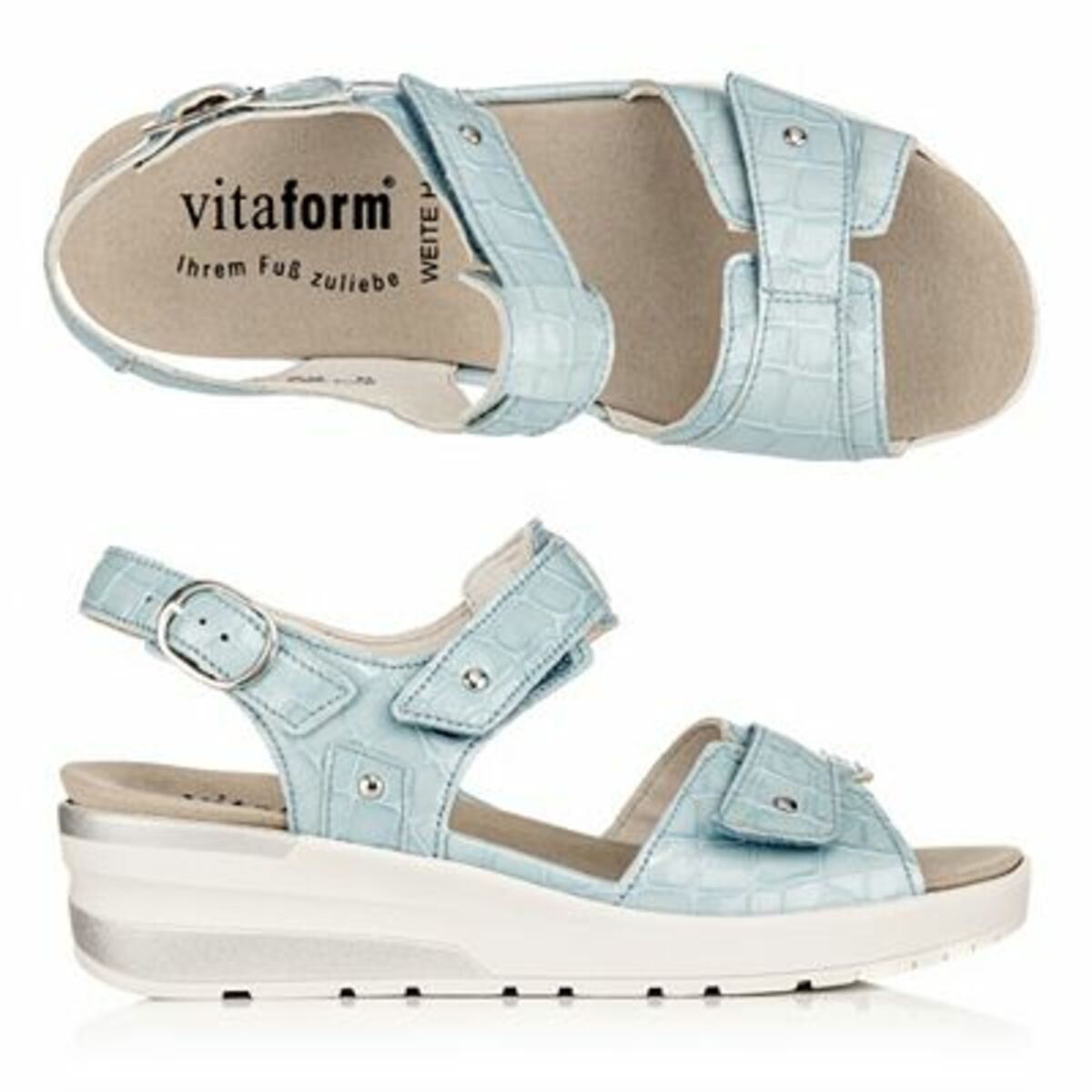 Bild 1 von VITAFORM Damen-Sandalette Lackleder Kroko-Optik Keilsohle