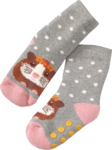 PUSBLU Kinder ABS Socken, Gr. 18/19, mit Baumwolle, grau, rosa