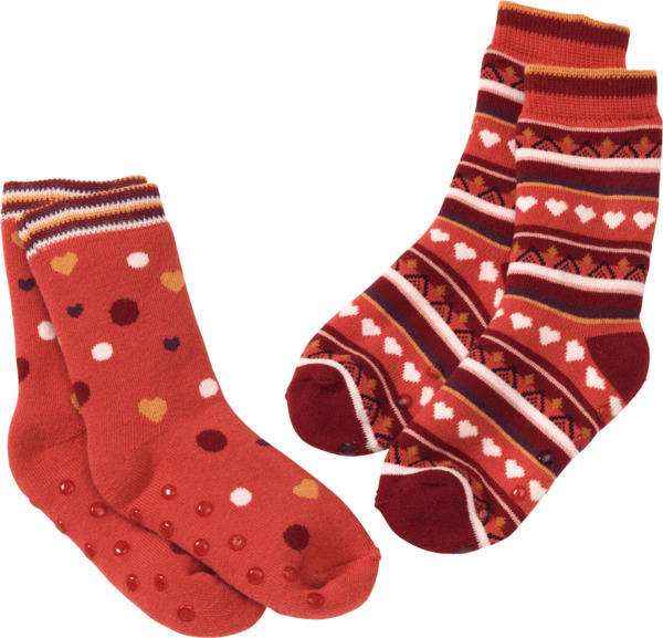 Bild 1 von PUSBLU 2er Pack ABS Socken, Gr. 18/19, mit Baumwolle, rot