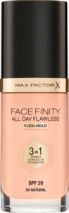 MAX FACTOR Foundation Face Finity All Day Flawless 3in1 Natural 50, LSF 20