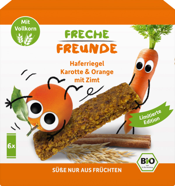 Bild 1 von Freche Freunde Fruchtriegel Hafer Karotte & Orange mit Zimt, ab 3 Jahren, (6x30 g)