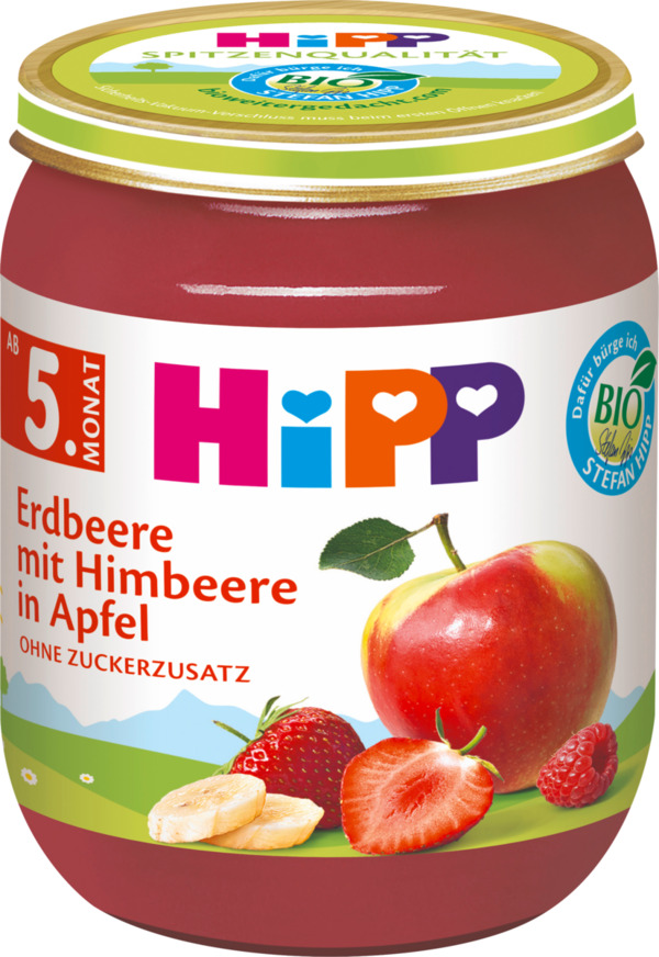 Bild 1 von Hipp Früchte Erdbeere mit Himbeere in Apfel nach dem 4. Monat/ab dem 5. Monat