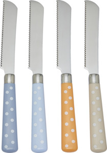 IDEENWELT 4er-Set Frühstücksmesser mit Punkten