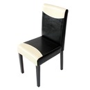 Bild 1 von Esszimmerstuhl Littau, Küchenstuhl Stuhl, Kunstleder ~ schwarz/weiß, dunkle Beine